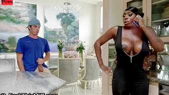 Step-mom Mystique's Big Black Stepson Gets A Rough Lesson In Sex