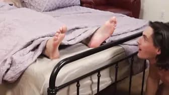 Foot Worship - Old Man Creeping Into Young Guy's Room And Fondling His Feet