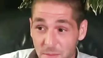 Amateur shows off his hairy cock in an interview and jerks