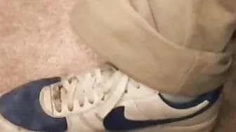 Rough stud smokes during an interview and masturbates solo